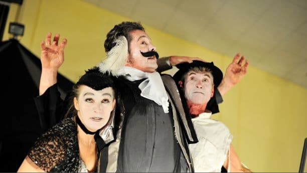 Image- 3 performers from Bash Street Theatre company  Photo Credit Hazel Hanant 