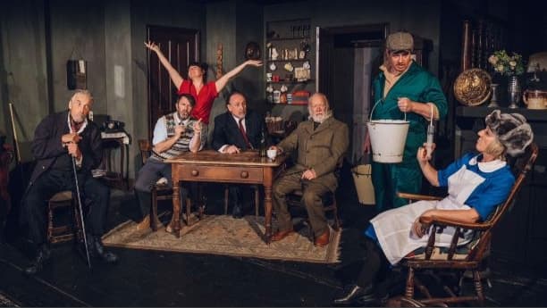 Image:  group of performers on stage Photo Credit Kristina Banholzer, Theatr Baracaws Dinas